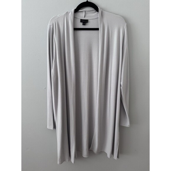 J.Jill Wearever Collection Long Line Cardigan Dove Gray Stretch Classic Size L - Picture 3 of 8